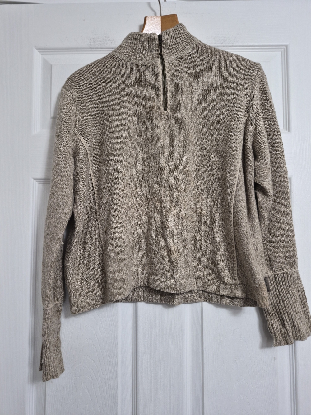 Women's Cozy Half-Zip Knit Sweater in Heathered Beige